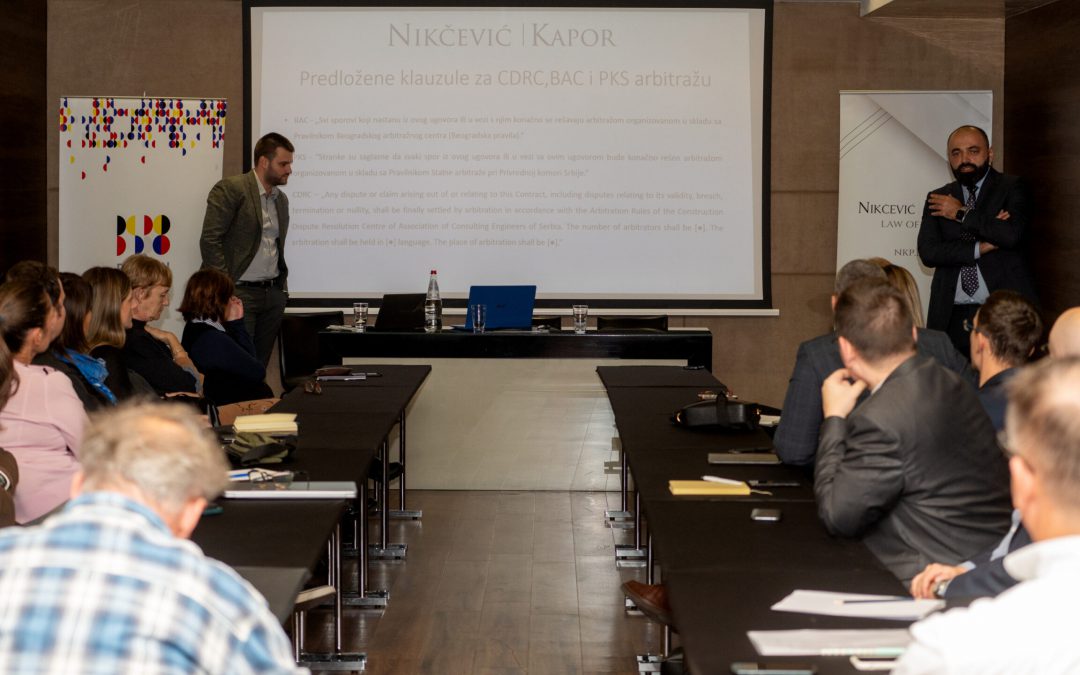 Managing Partner Jovan Nikcevic and Attorney Matija Savovic, speaking at the workshop  “Arbitration as a Dispute Resolution Method”, organized by the Belgian-Serbian Business Association
